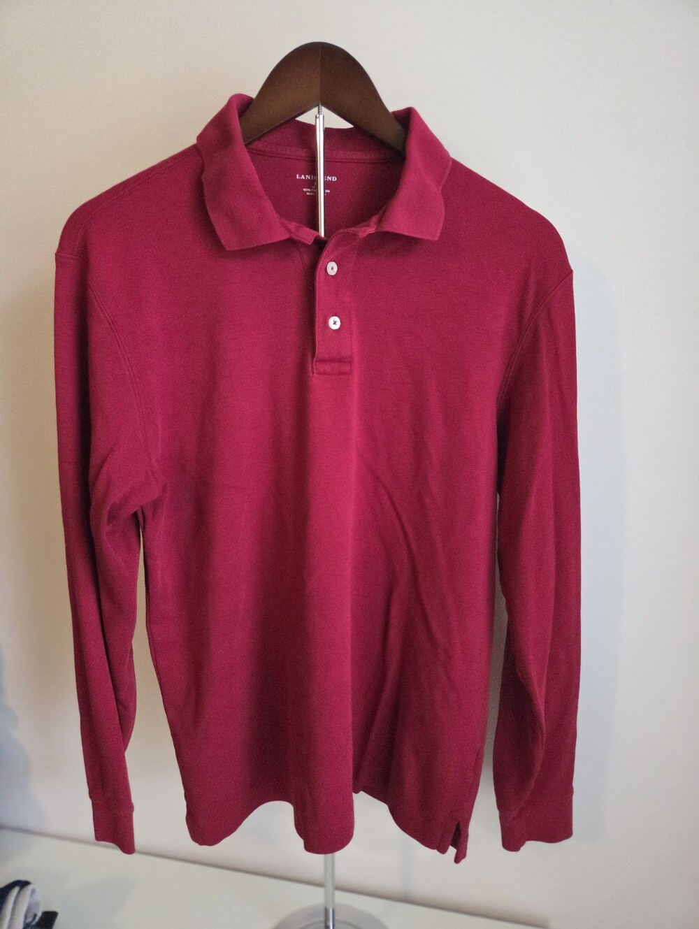 Lands' End Men's Long-Sleeve Polo - Maroon